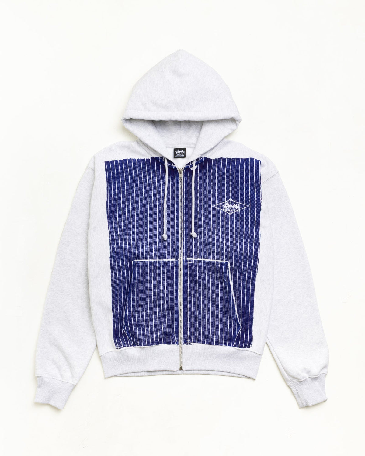 PRINTED PATTERN ZIP HOODIE - Blue Pinstripe
