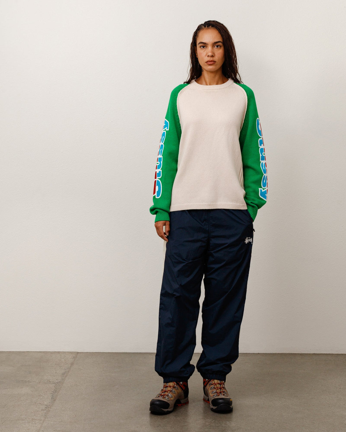 TWO TONE RAGLAN SWEATER - Natural