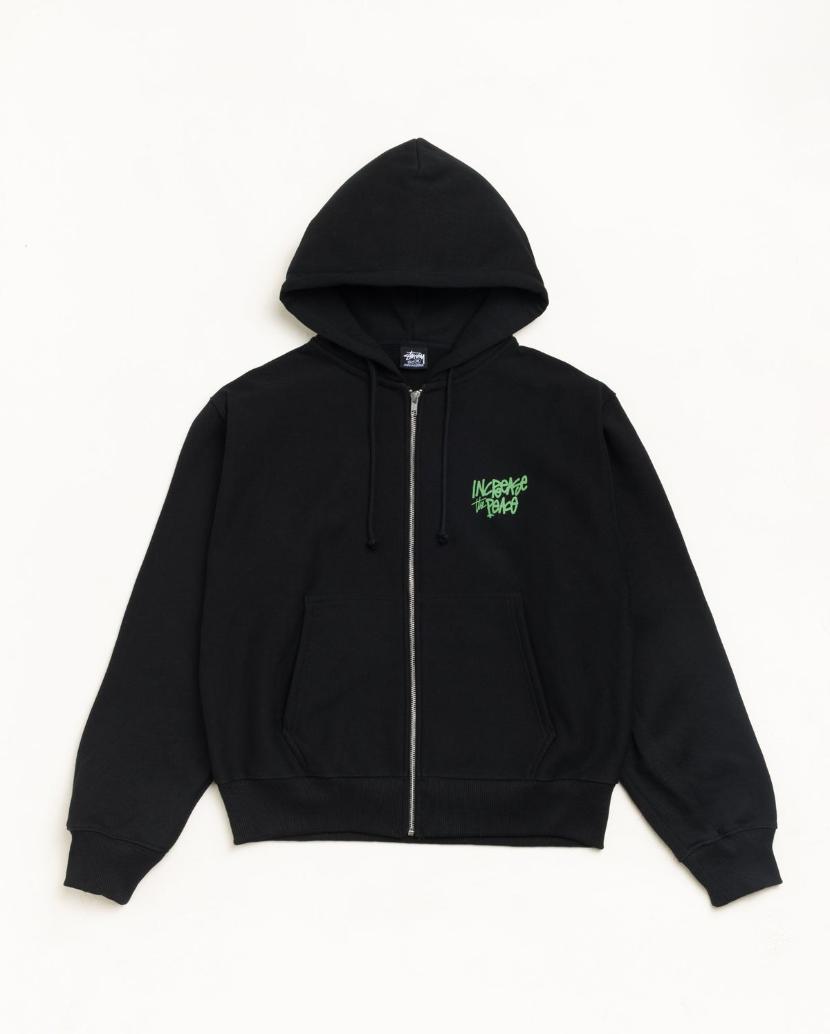 PEACE INCREASED ZIP HOODIE - Black
