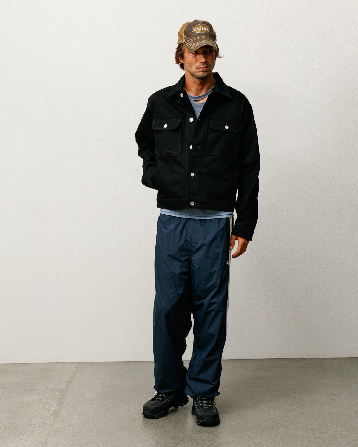 SIDE STRIPE TRACK PANT - Navy