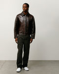 GARAGE JACKET LEATHER - Dark Brown